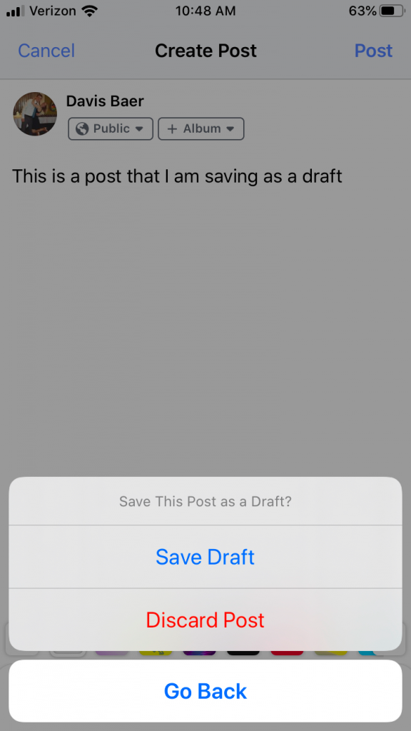 Find Facebook drafts