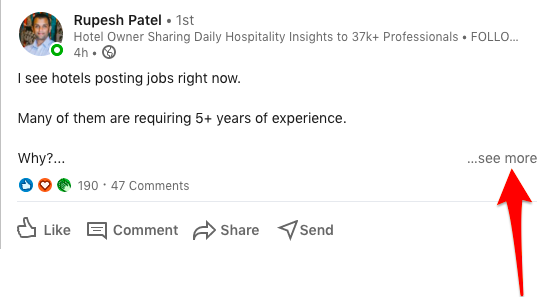 See more button on LinkedIn