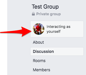 Interacting as yourself in Facebook Group